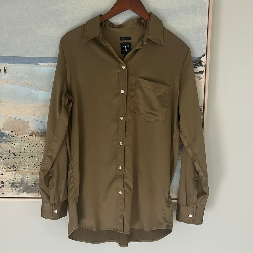 GAP Olive Satin Blouse